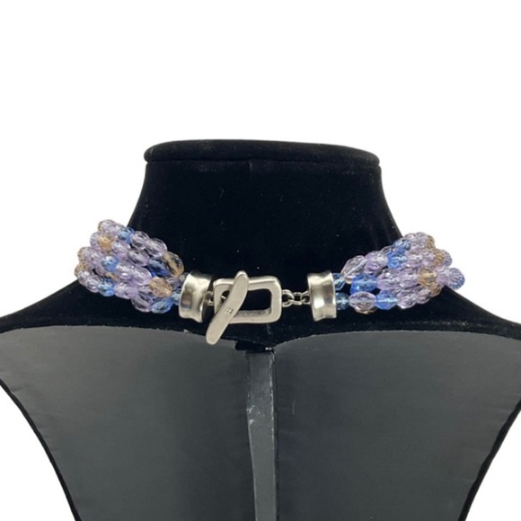 Signed Faceted Glass Multistrand Necklace - Picture 2 of 3